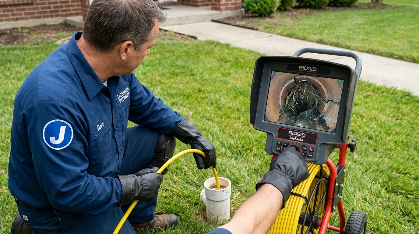 Sewer camera inspection being performed by Johns Plumbing LLC in Springboro