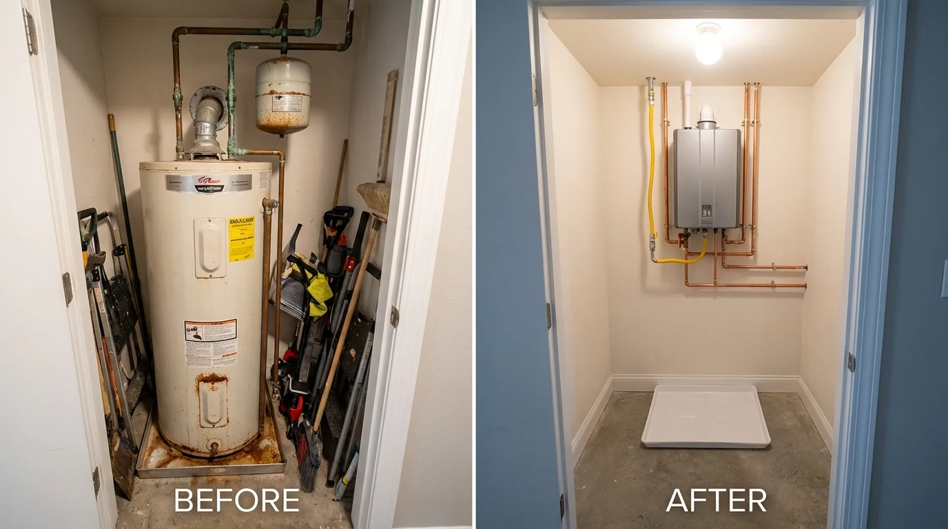 Tank water heater versus wall-mounted tankless unit comparison for Springboro, OH homeowners