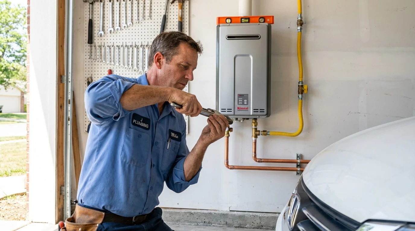 Tankless water heater installation by a Johns Plumbing LLC plumber in Springboro